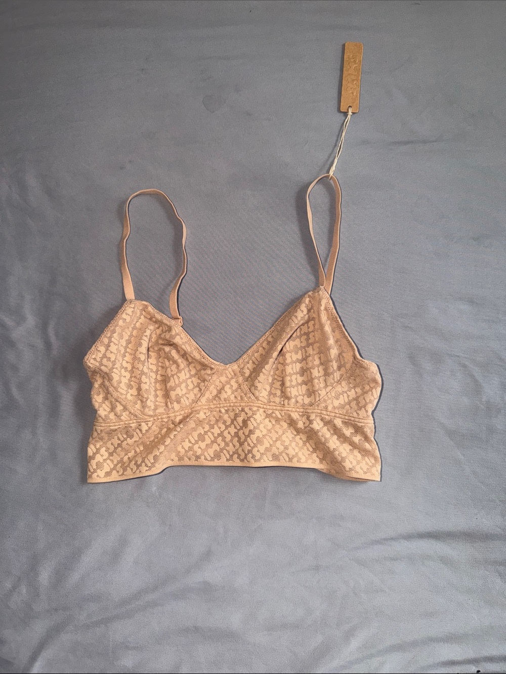 SKIMS LOGO BRALETTE XS OCHRE NWT